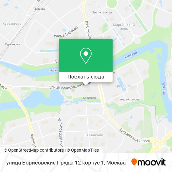 Карта улица Борисовские Пруды 12 корпус 1