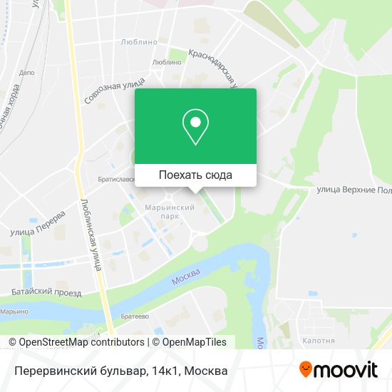 Карта Перервинский бульвар, 14к1