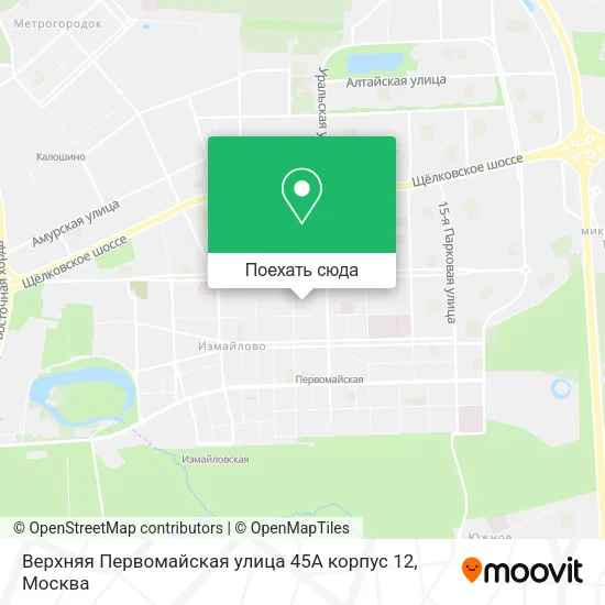 Карта Верхняя Первомайская улица 45А корпус 12