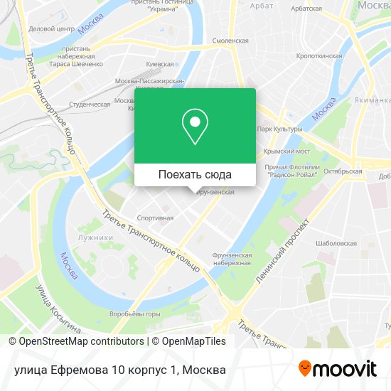 Карта улица Ефремова 10 корпус 1