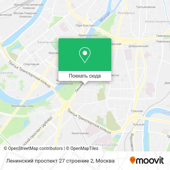 Карта Ленинский проспект 27 строение 2