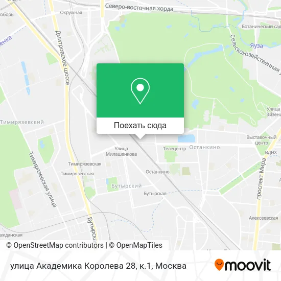 Карта улица Академика Королева 28, к.1
