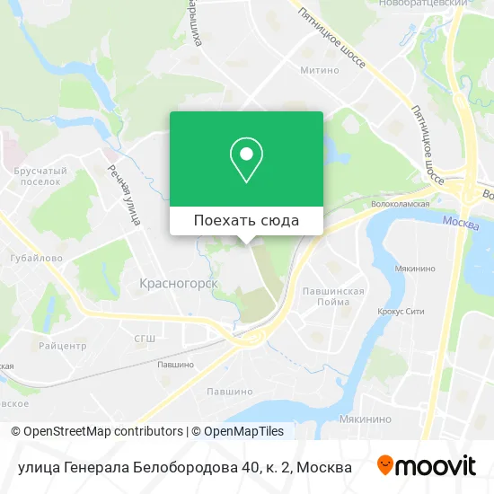 Карта улица Генерала Белобородова 40, к. 2