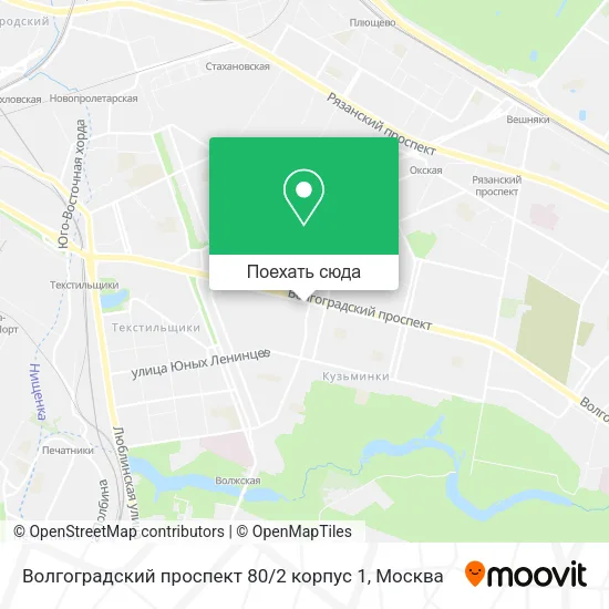 Карта Волгоградский проспект 80 / 2 корпус 1