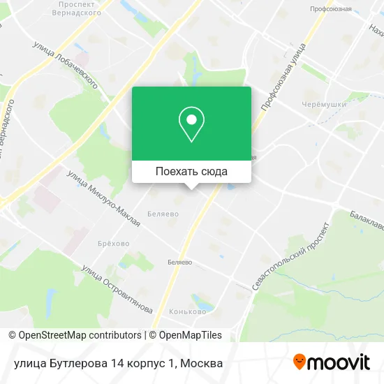 Карта улица Бутлерова 14 корпус 1