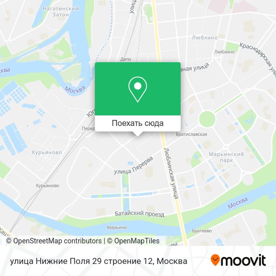 Карта улица Нижние Поля 29 строение 12