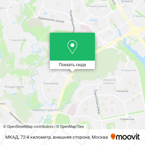 Карта МКАД, 72-й километр, внешняя сторона