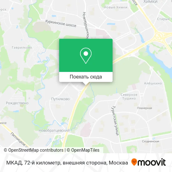 Карта МКАД, 72-й километр, внешняя сторона
