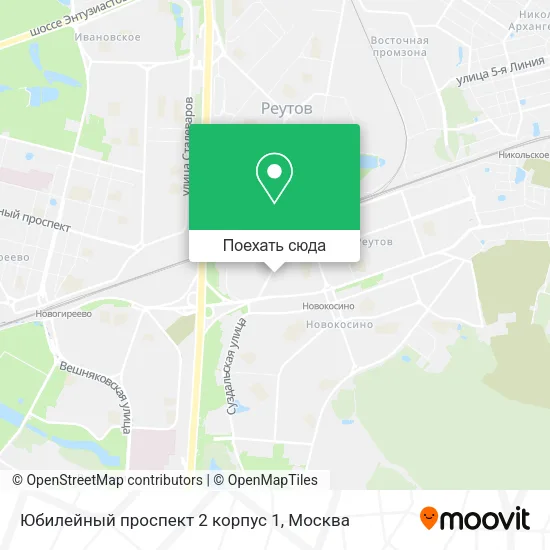 Карта Юбилейный проспект 2 корпус 1