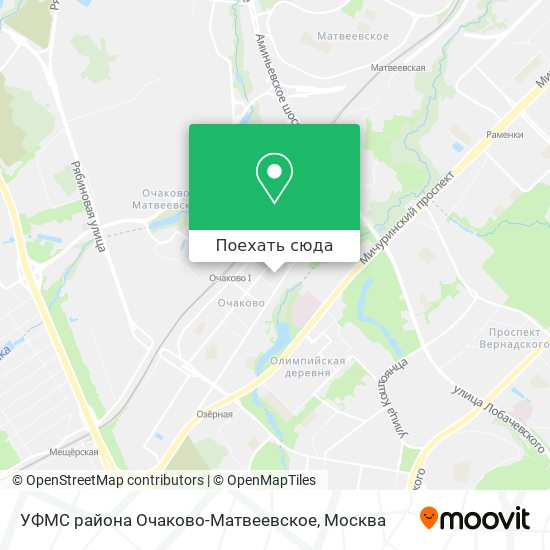 Карта УФМС района Очаково-Матвеевское