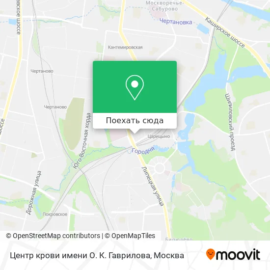 Карта Центр крови имени О. К. Гаврилова