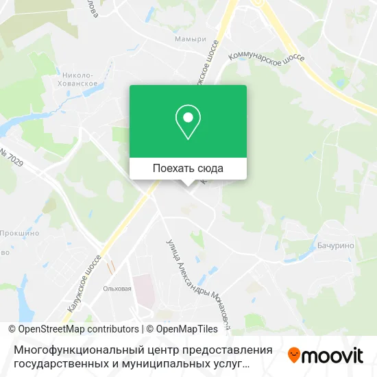Карта Многофункциональный центр предоставления государственных и муниципальных услуг Сосенское