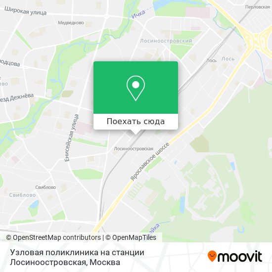 Карта Узловая поликлиника на станции Лосиноостровская