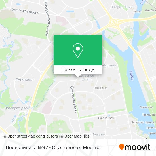 Карта Поликлиника №97 - Студгородок