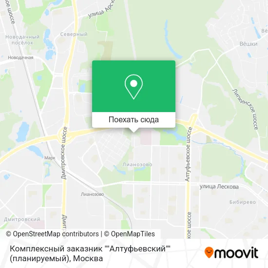 Карта Комплексный заказник ""Алтуфьевский"" (планируемый)