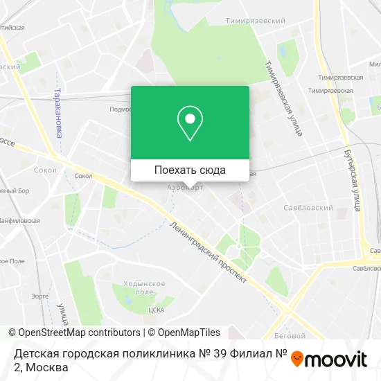 Карта Детская городская поликлиника № 39 Филиал № 2