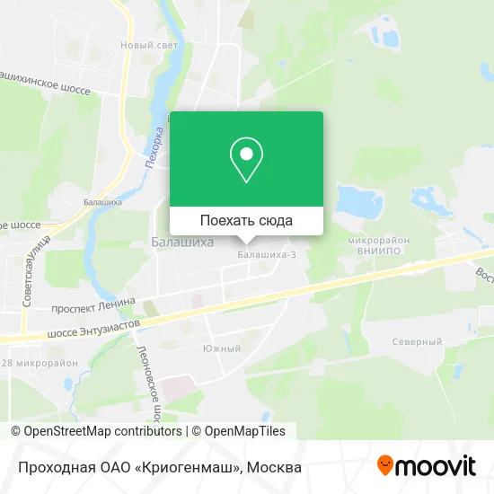 Карта Проходная ОАО «Криогенмаш»