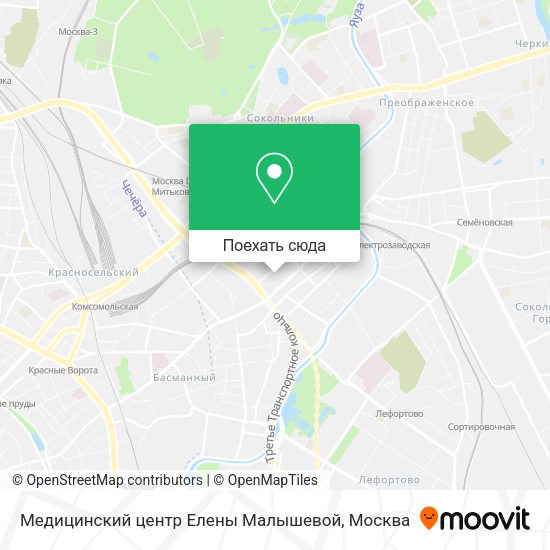 Карта Медицинский центр Елены Малышевой