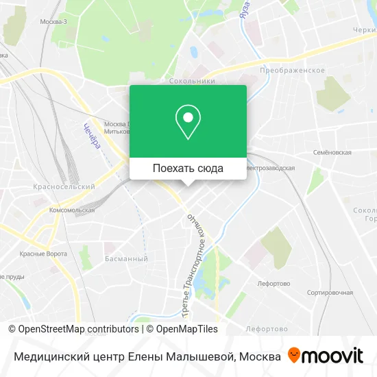 Карта Медицинский центр Елены Малышевой