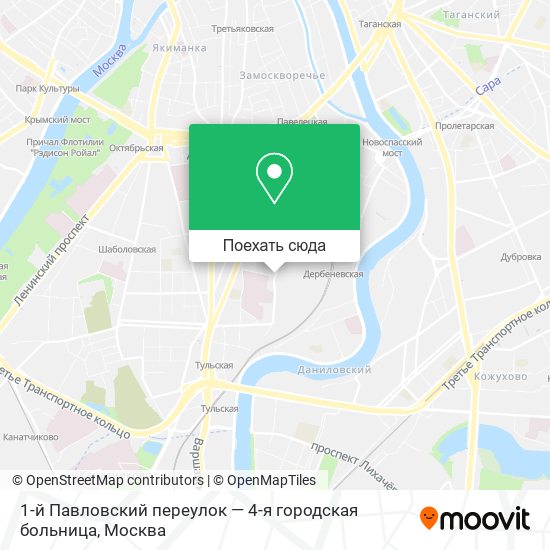 Карта 1-й Павловский переулок — 4-я городская больница