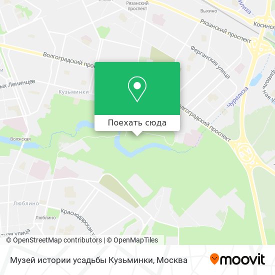 Карта Музей истории усадьбы Кузьминки