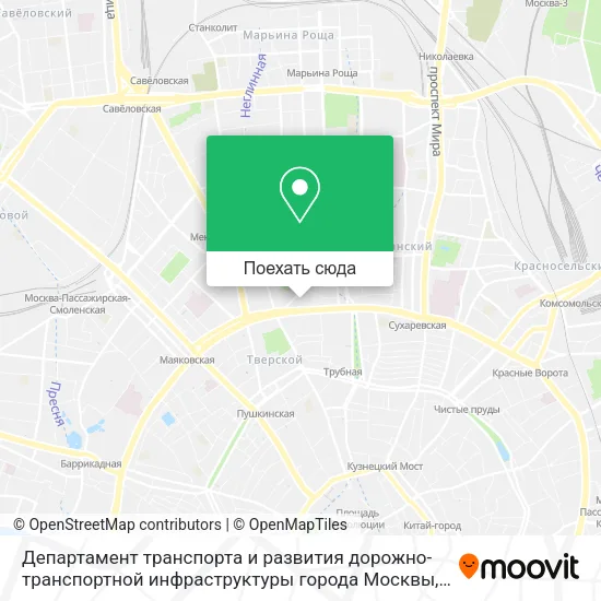 Карта Департамент транспорта и развития дорожно-транспортной инфраструктуры города Москвы