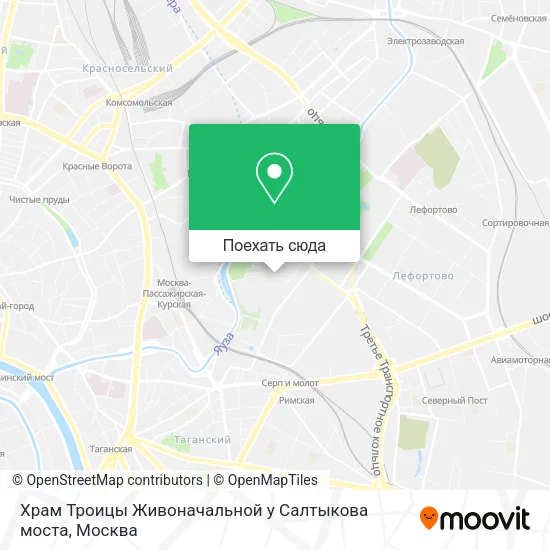 Карта Храм Троицы Живоначальной у Салтыкова моста