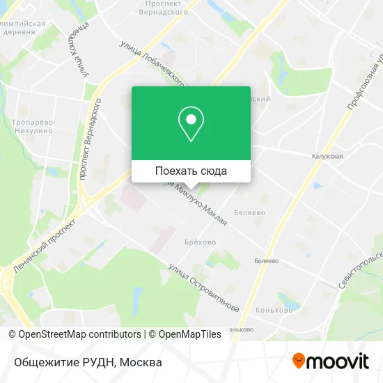 Карта Общежитие РУДН