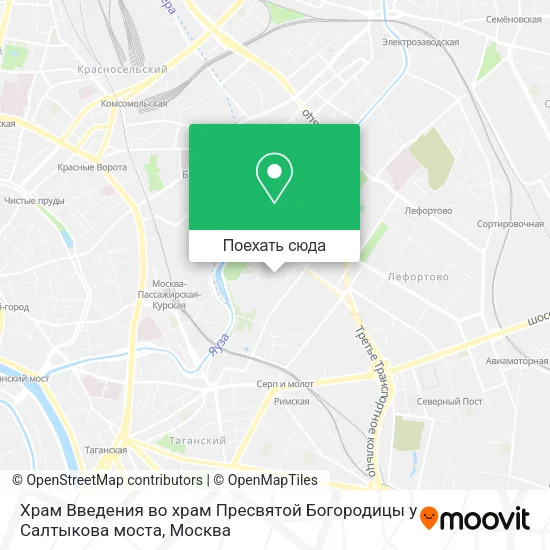 Карта Храм Введения во храм Пресвятой Богородицы у Салтыкова моста