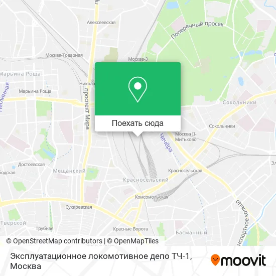 Карта Эксплуатационное локомотивное депо ТЧ-1