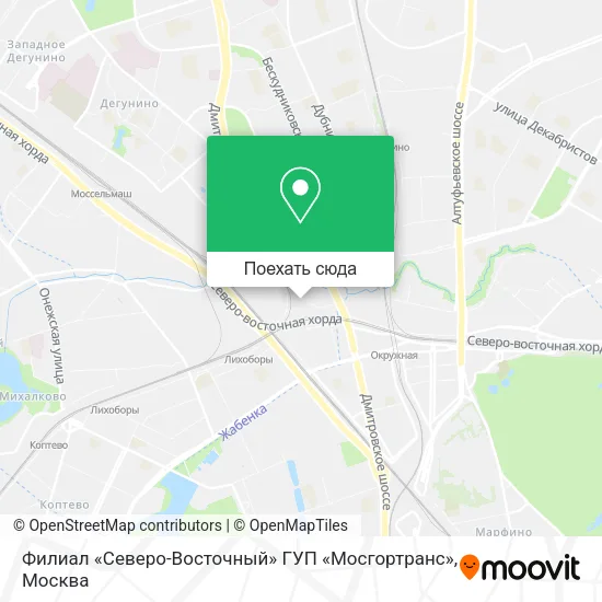 Карта Филиал «Северо-Восточный» ГУП «Мосгортранс»