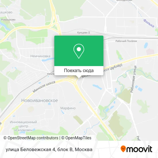 Карта улица Беловежская 4, блок В