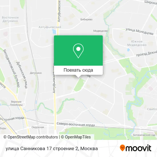 Карта улица Санникова 17 строение 2