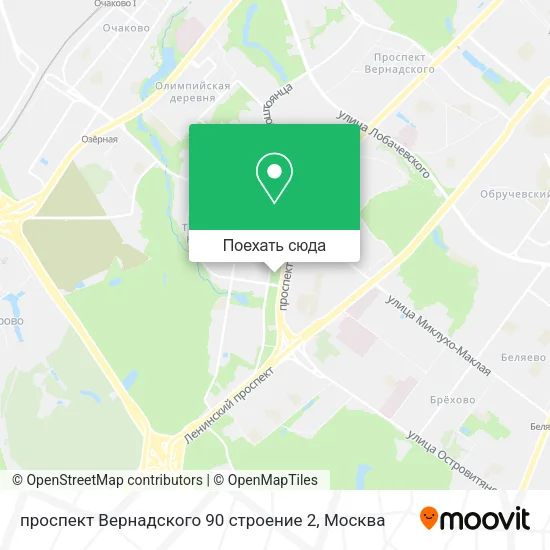 Карта проспект Вернадского 90 строение 2