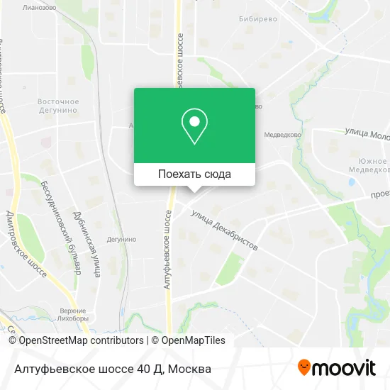 Карта Алтуфьевское шоссе 40 Д