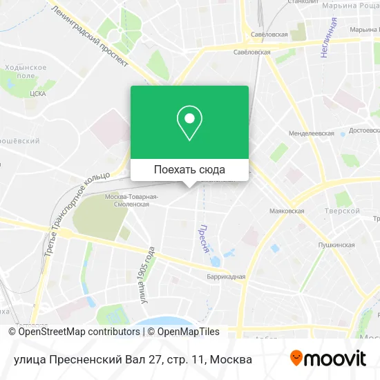 Карта улица Пресненский Вал 27, стр. 11