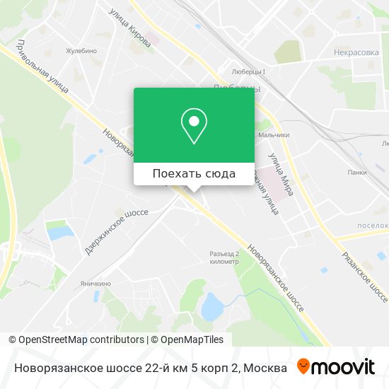 Карта Новорязанское шоссе 22-й км 5 корп 2