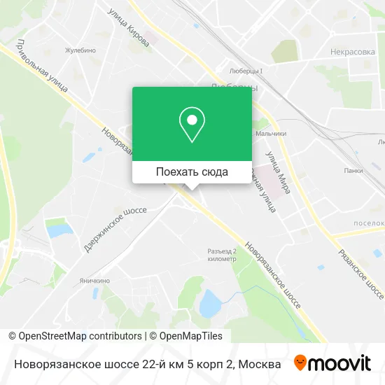 Карта Новорязанское шоссе 22-й км 5 корп 2