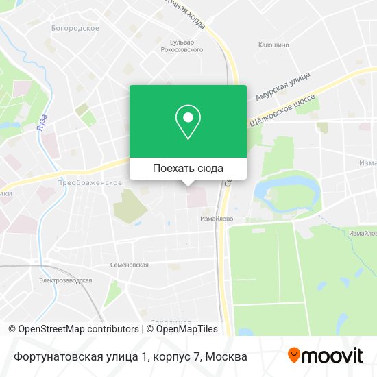 Карта Фортунатовская улица 1, корпус 7