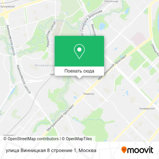 Карта улица Винницкая 8 строение 1