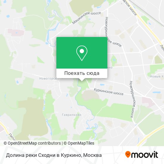 Карта Долина реки Сходни в Куркино