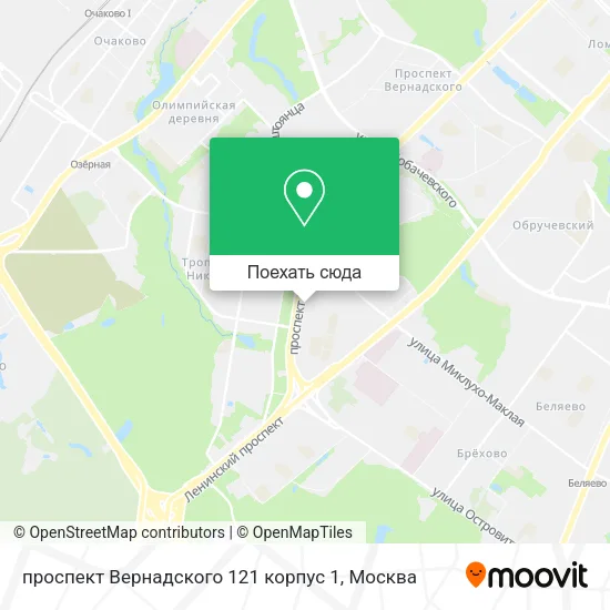 Карта проспект Вернадского 121 корпус 1