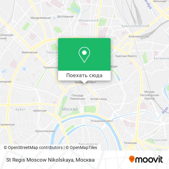 Карта St Regis Moscow Nikolskaya