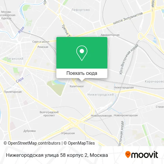 Карта Нижегородская улица 58 корпус 2