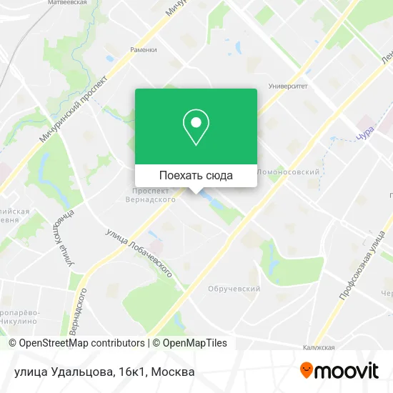 Карта улица Удальцова, 16к1