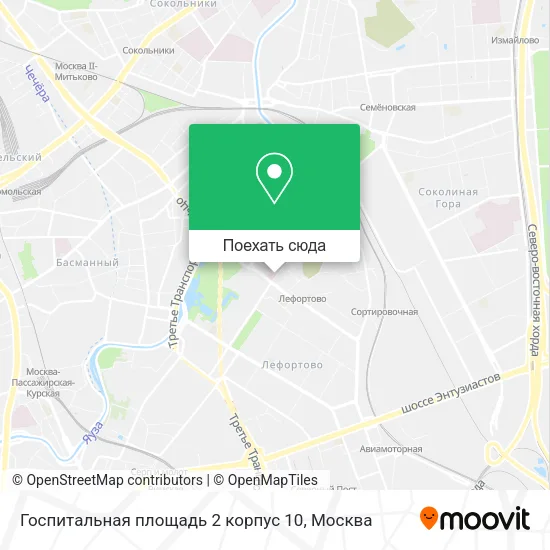 Карта Госпитальная площадь 2 корпус 10