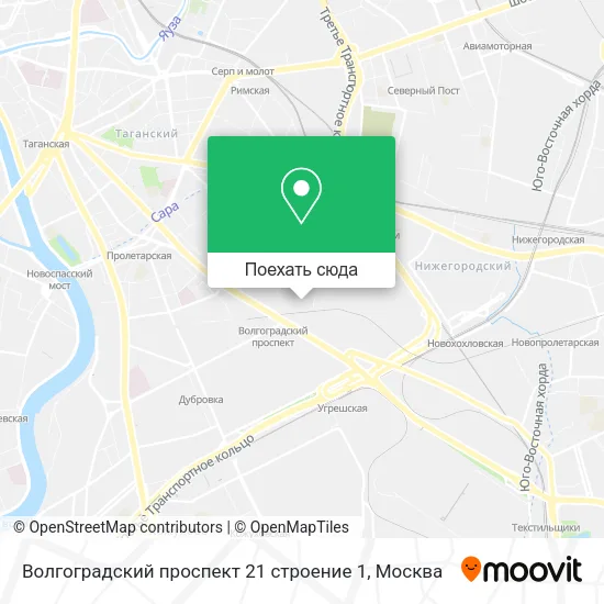 Карта Волгоградский проспект 21 строение 1