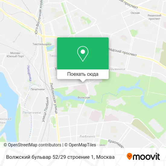 Карта Волжский бульвар 52 / 29 строение 1