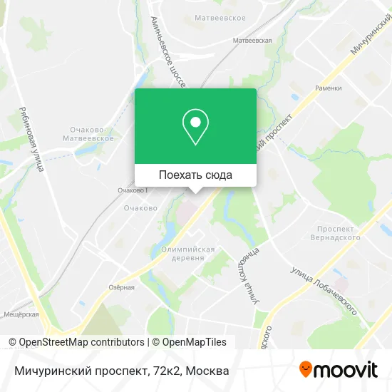 Карта Мичуринский проспект, 72к2