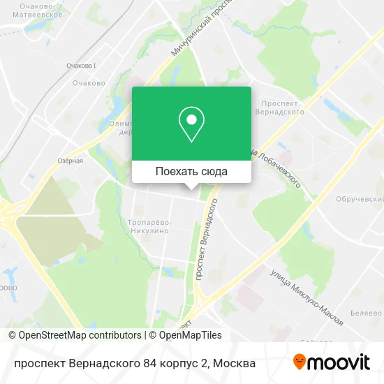 Карта проспект Вернадского 84 корпус 2